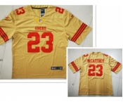 Men's San Francisco 49ers #23 Christian McCaffrey Gold NEW 2022 Inverted Legend Stitched NFL Nike Limited Jersey