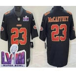 Men's San Francisco 49ers #23 Christian McCaffrey Limited Black Fashion LVIII Super Bowl Vapor Jersey