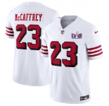 Men's San Francisco 49ers #23 Christian McCaffrey New White 2024 F.U.S.E. Super Bowl LVIII Patch Vapor Untouchable Limited Football Stitched Jersey