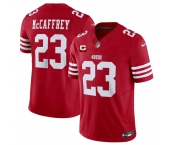 Men's San Francisco 49ers #23 Christian McCaffrey Red 2025 F.U.S.E. With 2-Star C Patch Vapor Untouchable Limited Stitched Football Jersey