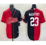 Men's San Francisco 49ers #23 Christian McCaffrey Red Black Two Tone Cool Base Stitched Baseball Jersey