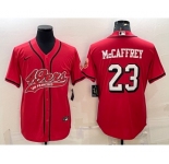 Men's San Francisco 49ers #23 Christian McCaffrey Red Color Rush With Patch Cool Base Stitched Baseball Jersey