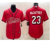 Men's San Francisco 49ers #23 Christian McCaffrey Red Color Rush With Patch Cool Base Stitched Baseball Jersey