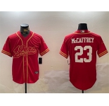 Men's San Francisco 49ers #23 Christian McCaffrey Red Cool Base Stitched Baseball Jersey