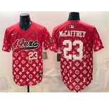 Men's San Francisco 49ers #23 Christian McCaffrey Red Limited Stitched Baseball Jersey