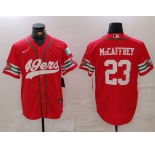 Men's San Francisco 49ers #23 Christian McCaffrey Red Mexico Cool Base Stitched Baseball Jersey