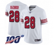 Men's San Francisco 49ers #28 Jerick McKinnon Limited White Rush Vapor Untouchable 100th Season Football Jersey