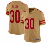 Men's San Francisco 49ers #30 Jeff Wilson Limited Gold Inverted Legend Football Jersey