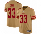Men's San Francisco 49ers #33 Roger Craig Limited Gold Inverted Legend Football Jersey