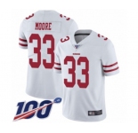 Men's San Francisco 49ers #33 Tarvarius Moore White Vapor Untouchable Limited Player 100th Season Football Jersey