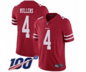 Men's San Francisco 49ers #4 Nick Mullens Red Team Color Vapor Untouchable Limited Player 100th Season Football Jersey