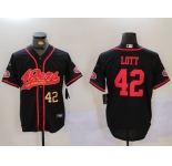 Men's San Francisco 49ers #42 Ronnie Lott Black With Patch Cool Base Stitched Baseball Jerseys