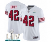 Men's San Francisco 49ers #42 Ronnie Lott Limited White Rush Vapor Untouchable Super Bowl LIV Bound Football Jersey