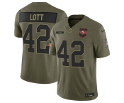 Men's San Francisco 49ers #42 Ronnie Lott Olive 2025 Salute to Service Limited Football Stitched Jersey