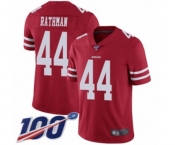 Men's San Francisco 49ers #44 Tom Rathman Red Team Color Vapor Untouchable Limited Player 100th Season Football Jersey