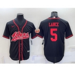 Men's San Francisco 49ers #5 Trey Lance Black Stitched Cool Base Nike Baseball Jersey