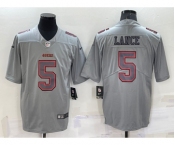 Men's San Francisco 49ers #5 Trey Lance Grey Atmosphere Fashion Vapor Untouchable Stitched Limited Jersey