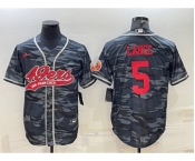 Men's San Francisco 49ers #5 Trey Lance Grey Camo With Patch Cool Base Stitched Baseball Jersey