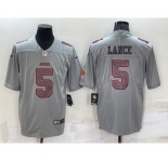 Men's San Francisco 49ers #5 Trey Lance LOGO Grey Atmosphere Fashion Vapor Untouchable Stitched Limited Jersey
