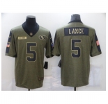 Men's San Francisco 49ers #5 Trey Lance Nike Olive 2021 Salute To Service Limited Player Jersey