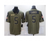 Men's San Francisco 49ers #5 Trey Lance Nike Olive 2021 Salute To Service Limited Player Jersey