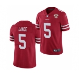 Men's San Francisco 49ers #5 Trey Lance Red 2021 75th Anniversary Vapor Untouchable Limited Stitched Football Jersey