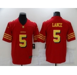 Men's San Francisco 49ers #5 Trey Lance Red Gold Untouchable Limited Jersey