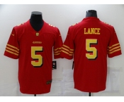 Men's San Francisco 49ers #5 Trey Lance Red Gold Untouchable Limited Jersey