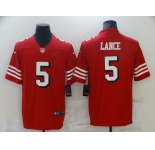 Men's San Francisco 49ers #5 Trey Lance Red Retro 2021 Vapor Untouchable Limited Player Football Jersey