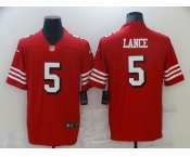 Men's San Francisco 49ers #5 Trey Lance Red Retro 2021 Vapor Untouchable Limited Player Football Jersey
