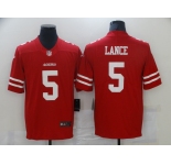 Men's San Francisco 49ers #5 Trey Lance Red Team Color 2021 Vapor Untouchable Limited Player Football Jersey