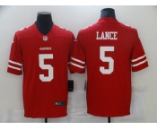 Men's San Francisco 49ers #5 Trey Lance Red Team Color 2021 Vapor Untouchable Limited Player Football Jersey