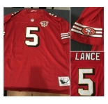Men's San Francisco 49ers #5 Trey Lance Red Throwback With 75th Anniversary Vapor Untouchable Limited Stitched Jersey