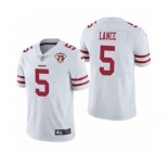Men's San Francisco 49ers #5 Trey Lance White 2021 75th Anniversary Vapor Untouchable Limited Stitched Football Jersey