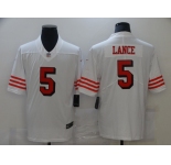 Men's San Francisco 49ers #5 Trey Lance White Retro 2021 Vapor Untouchable Limited Player Football Jersey
