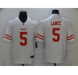 Men's San Francisco 49ers #5 Trey Lance White Team Color 2021 Vapor Untouchable Limited Player Football Jersey