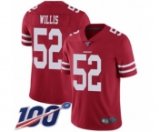 Men's San Francisco 49ers #52 Patrick Willis Red Team Color Vapor Untouchable Limited Player 100th Season Football Jersey