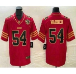 Men's San Francisco 49ers #54 Bobby Wagner Red 75th Patch Golden Edition Stitched Nike Limited Jersey