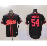 Men's San Francisco 49ers #54 Fred Warner Black With Patch Cool Base Stitched Baseball Jersey
