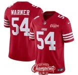 Men's San Francisco 49ers #54 Fred Warner Red 2023 F.U.S.E. NFC West Champions Patch Football Stitched Jersey