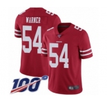 Men's San Francisco 49ers #54 Fred Warner Red Team Color Vapor Untouchable Limited Player 100th Season Football Jersey