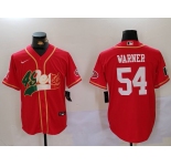 Men's San Francisco 49ers #54 Fred Warner Red With Patch Cool Base Stitched Baseball Jersey