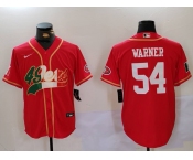 Men's San Francisco 49ers #54 Fred Warner Red With Patch Cool Base Stitched Baseball Jersey