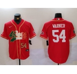 Men's San Francisco 49ers #54 Fred Warner Red With Patch Cool Base Stitched Baseball Jerseys