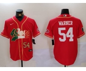 Men's San Francisco 49ers #54 Fred Warner Red With Patch Cool Base Stitched Baseball Jerseys