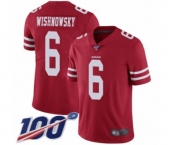 Men's San Francisco 49ers #6 Mitch Wishnowsky Red Team Color Vapor Untouchable Limited Player 100th Season Football Jersey