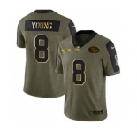 Men's San Francisco 49ers #8 Steve Young 2021 Olive Camo Salute To Service Golden Limited Stitched Football Jersey