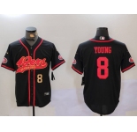 Men's San Francisco 49ers #8 Steve Young Black With Patch Cool Base Stitched Baseball Jersey
