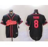 Men's San Francisco 49ers #8 Steve Young Black With Patch Cool Base Stitched Baseball Jerseys