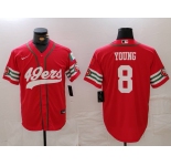 Men's San Francisco 49ers #8 Steve Young Red Mexico Cool Base Stitched Baseball Jersey